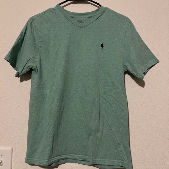 Polo Ralph Lauren Green V-Neck Short Sleeve Tee (L 14-16) - Picture 1 of 3